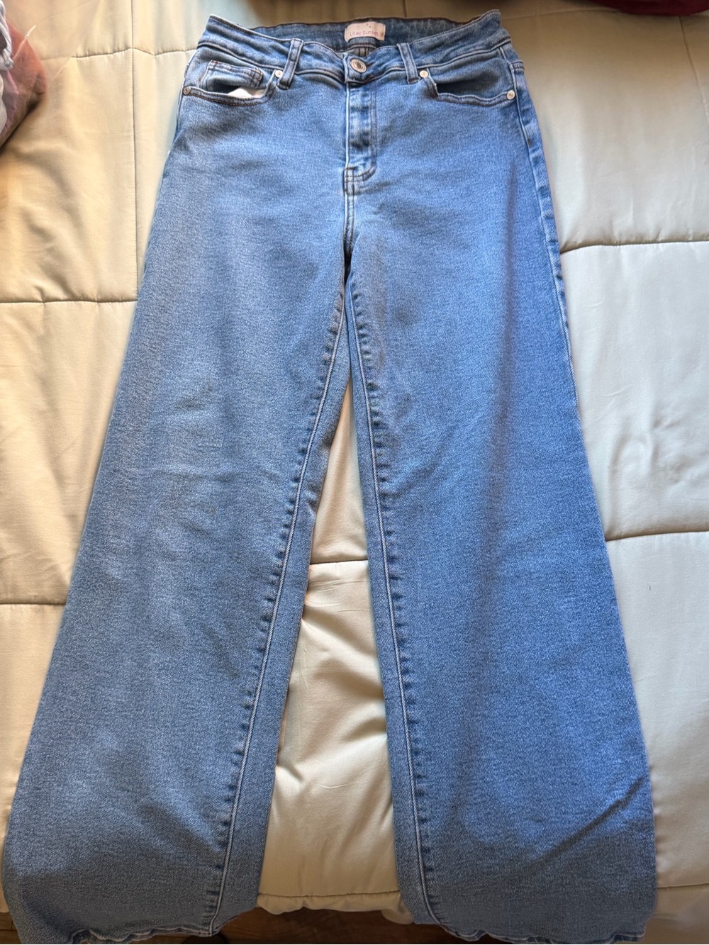 Wide-Leg High-Rise Women's Jeans - Light Blue